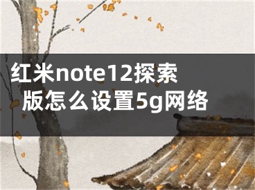 红米note12探索版怎么设置5g网络