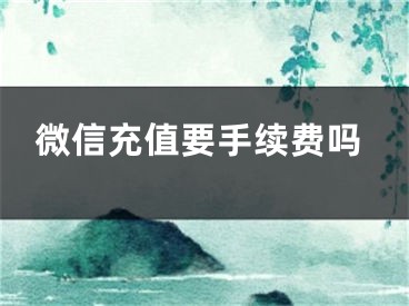 微信充值要手续费吗