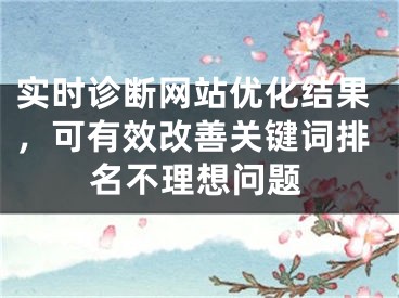 实时诊断网站优化结果，可有效改善关键词排名不理想问题