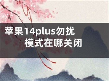 苹果14plus勿扰模式在哪关闭