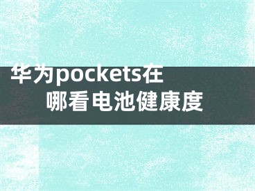 华为pockets在哪看电池健康度