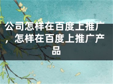 公司怎样在百度上推广，怎样在百度上推广产品