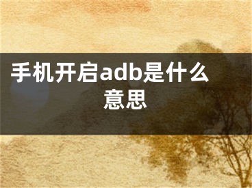 手机开启adb是什么意思