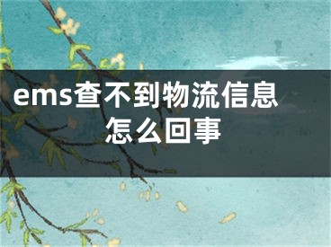 ems查不到物流信息怎么回事