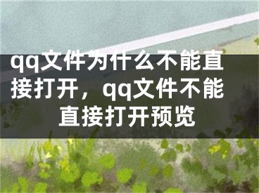 qq文件为什么不能直接打开，qq文件不能直接打开预览