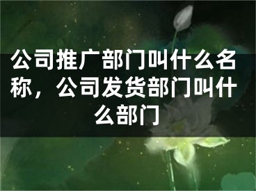 公司推广部门叫什么名称，公司发货部门叫什么部门