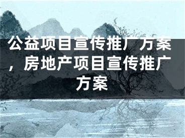 公益项目宣传推广方案，房地产项目宣传推广方案