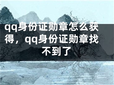 qq身份证勋章怎么获得，qq身份证勋章找不到了