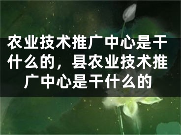 农业技术推广中心是干什么的，县农业技术推广中心是干什么的