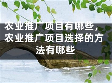农业推广项目有哪些，农业推广项目选择的方法有哪些
