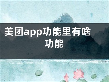 美团app功能里有啥功能