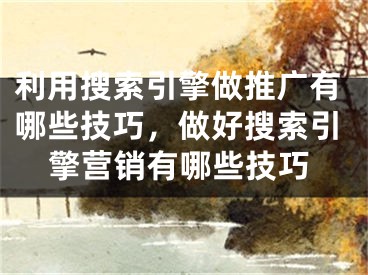 利用搜索引擎做推广有哪些技巧，做好搜索引擎营销有哪些技巧