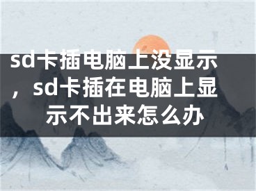 sd卡插电脑上没显示，sd卡插在电脑上显示不出来怎么办