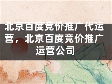 北京百度竞价推广代运营，北京百度竞价推广运营公司