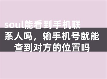 soul能看到手机联系人吗，输手机号就能查到对方的位置吗