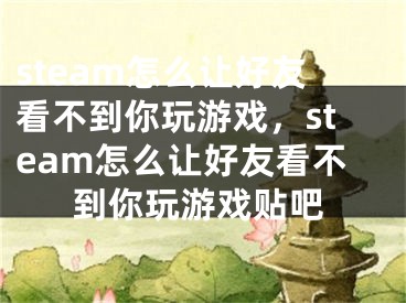 steam怎么让好友看不到你玩游戏，steam怎么让好友看不到你玩游戏贴吧