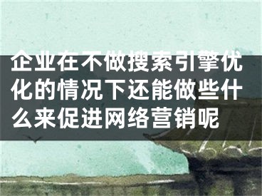 企业在不做搜索引擎优化的情况下还能做些什么来促进网络营销呢  