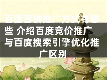 百度营销推广方式有哪些 介绍百度竞价推广与百度搜索引擎优化推广区别