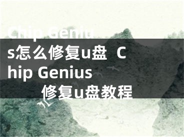 Chip Genius怎么修复u盘  Chip Genius修复u盘教程