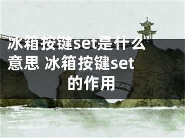 冰箱按键set是什么意思 冰箱按键set的作用