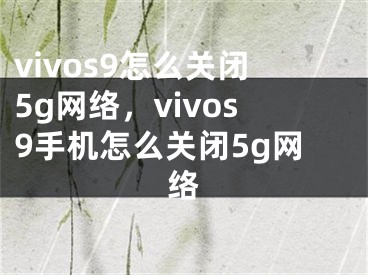 vivos9怎么关闭5g网络，vivos9手机怎么关闭5g网络