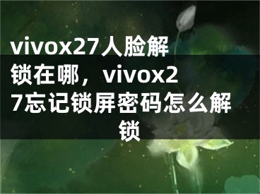 vivox27人脸解锁在哪，vivox27忘记锁屏密码怎么解锁