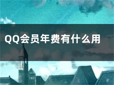 QQ会员年费有什么用