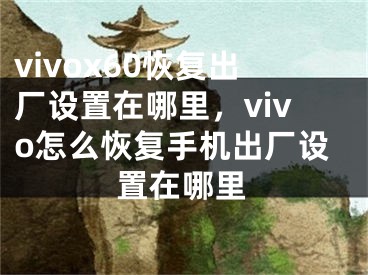 vivox60恢复出厂设置在哪里，vivo怎么恢复手机出厂设置在哪里