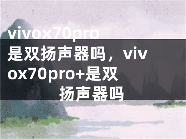vivox70pro是双扬声器吗，vivox70pro+是双扬声器吗