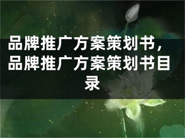 品牌推广方案策划书，品牌推广方案策划书目录