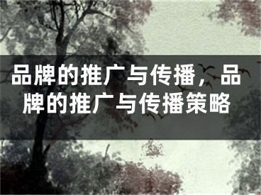 品牌的推广与传播，品牌的推广与传播策略