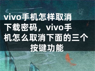 vivo手机怎样取消下载密码，vivo手机怎么取消下面的三个按键功能