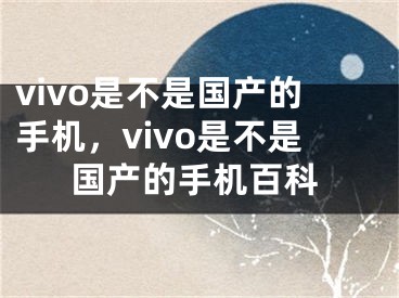 vivo是不是国产的手机，vivo是不是国产的手机百科