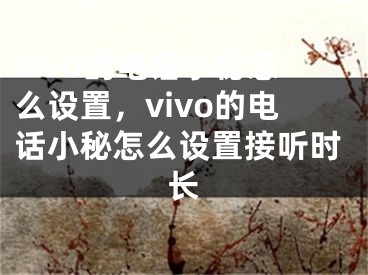 vivo的电话小秘怎么设置，vivo的电话小秘怎么设置接听时长
