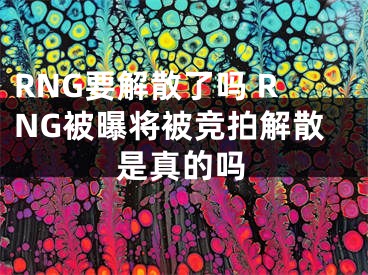 RNG要解散了吗 RNG被曝将被竞拍解散是真的吗