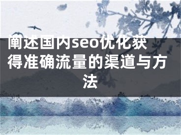 阐述国内seo优化获得准确流量的渠道与方法