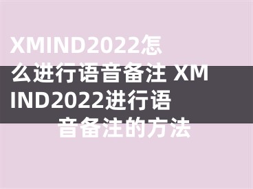 XMIND2022怎么进行语音备注 XMIND2022进行语音备注的方法