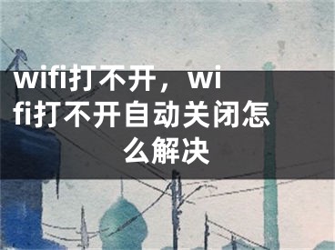 wifi打不开，wifi打不开自动关闭怎么解决