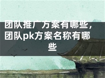 团队推广方案有哪些，团队pk方案名称有哪些