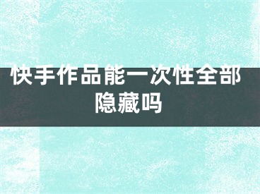 快手作品能一次性全部隐藏吗