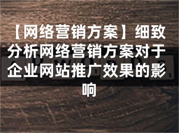 【网络营销方案】细致分析网络营销方案对于企业网站推广效果的影响