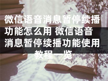 微信语音消息暂停续播功能怎么用 微信语音消息暂停续播功能使用教程一览