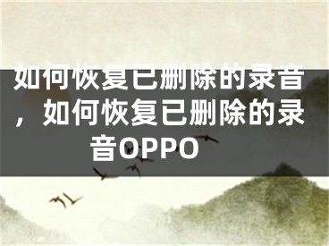 如何恢复已删除的录音，如何恢复已删除的录音OPPO