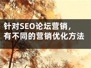 针对SEO论坛营销，有不同的营销优化方法