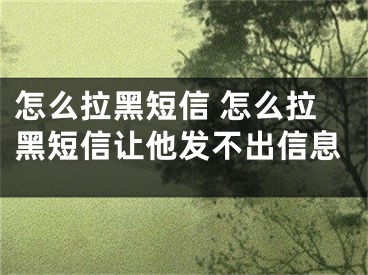 怎么拉黑短信 怎么拉黑短信让他发不出信息