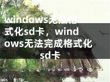 windows无法格式化sd卡，windows无法完成格式化sd卡