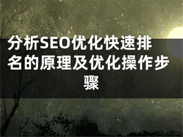 分析SEO优化快速排名的原理及优化操作步骤