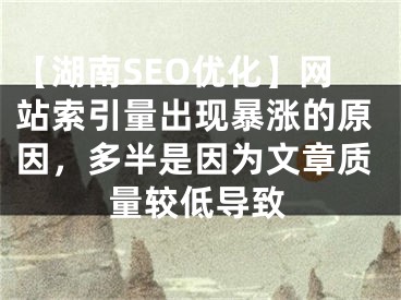 【湖南SEO优化】网站索引量出现暴涨的原因，多半是因为文章质量较低导致