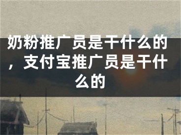 奶粉推广员是干什么的，支付宝推广员是干什么的