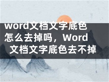 word文档文字底色怎么去掉吗，Word文档文字底色去不掉